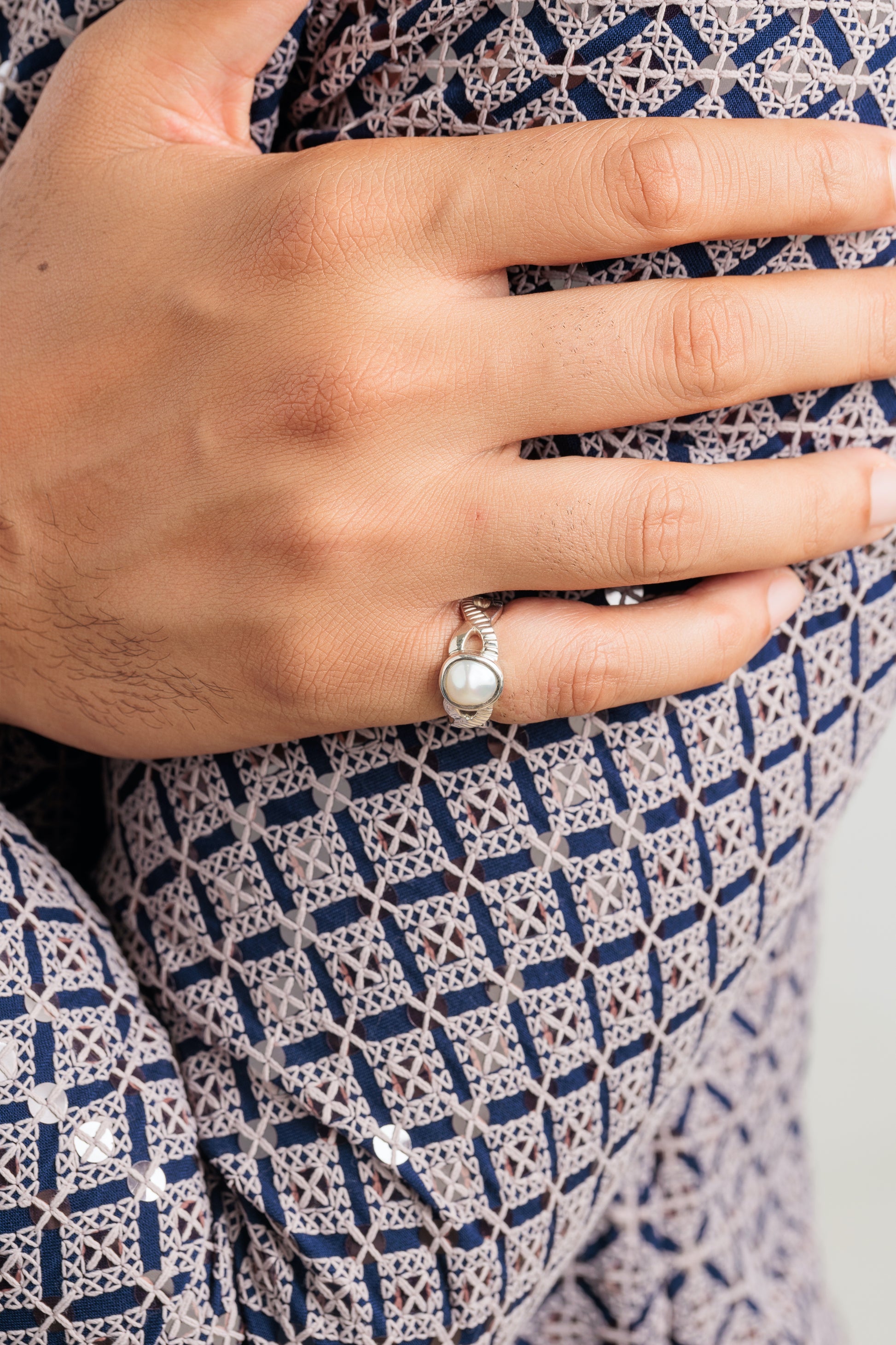 Vintage Pearl (Moti) Ring in 925 Sterling Silver - #1104 U - Myra