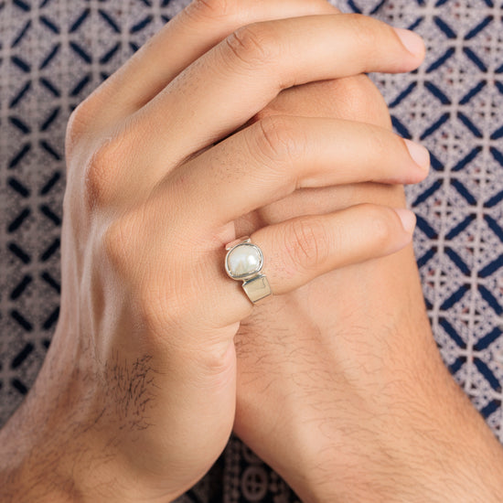 Genuine Pearl (Moti) Gemstone Ring in 925 Sterling Silver - #1224 U - Myra