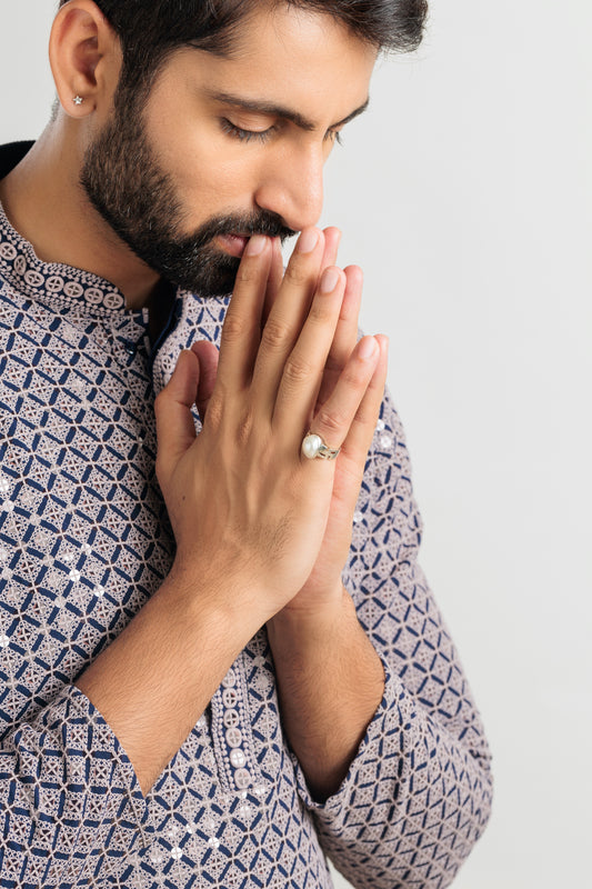 Classic Pearl (Moti) Ring in 925 Sterling Silver - #1283 U - Myra