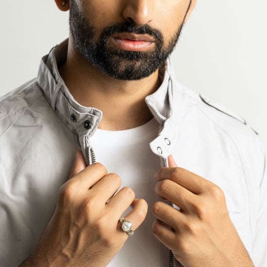 Radiant Pearl (Moti) Ring in 925 Silver - #1245 U - Myra