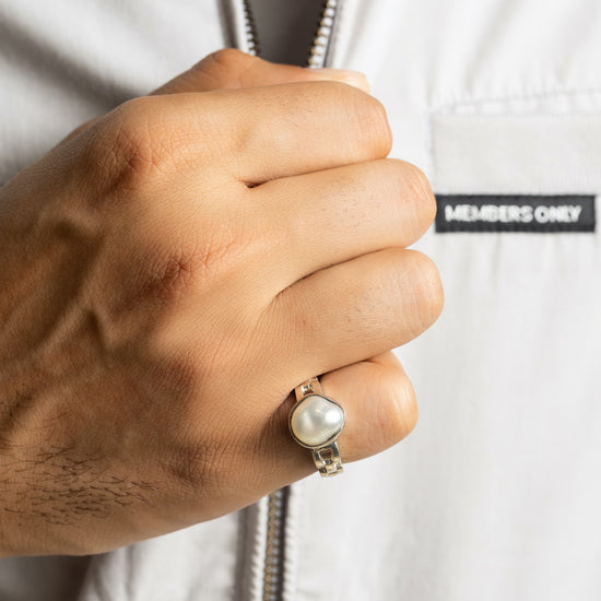 Radiant Pearl (Moti) Ring in 925 Silver - #1245 U - Myra