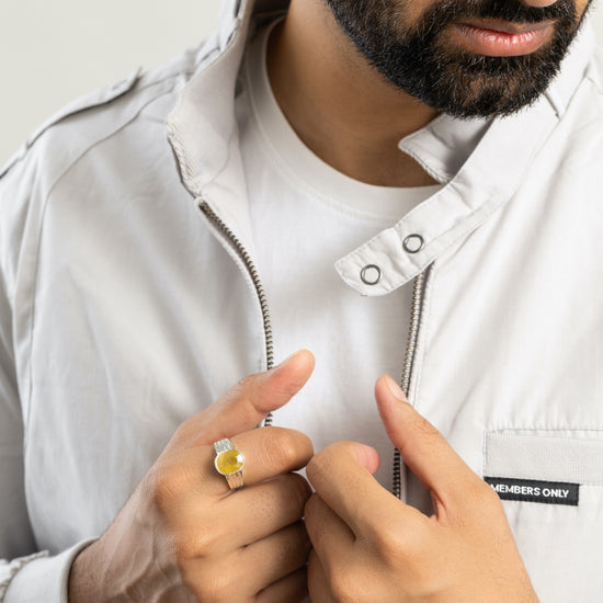 Authentic Yellow Sapphire (Pukhraj) Gemstone Ring in 925 Silver – #1228B - Myra