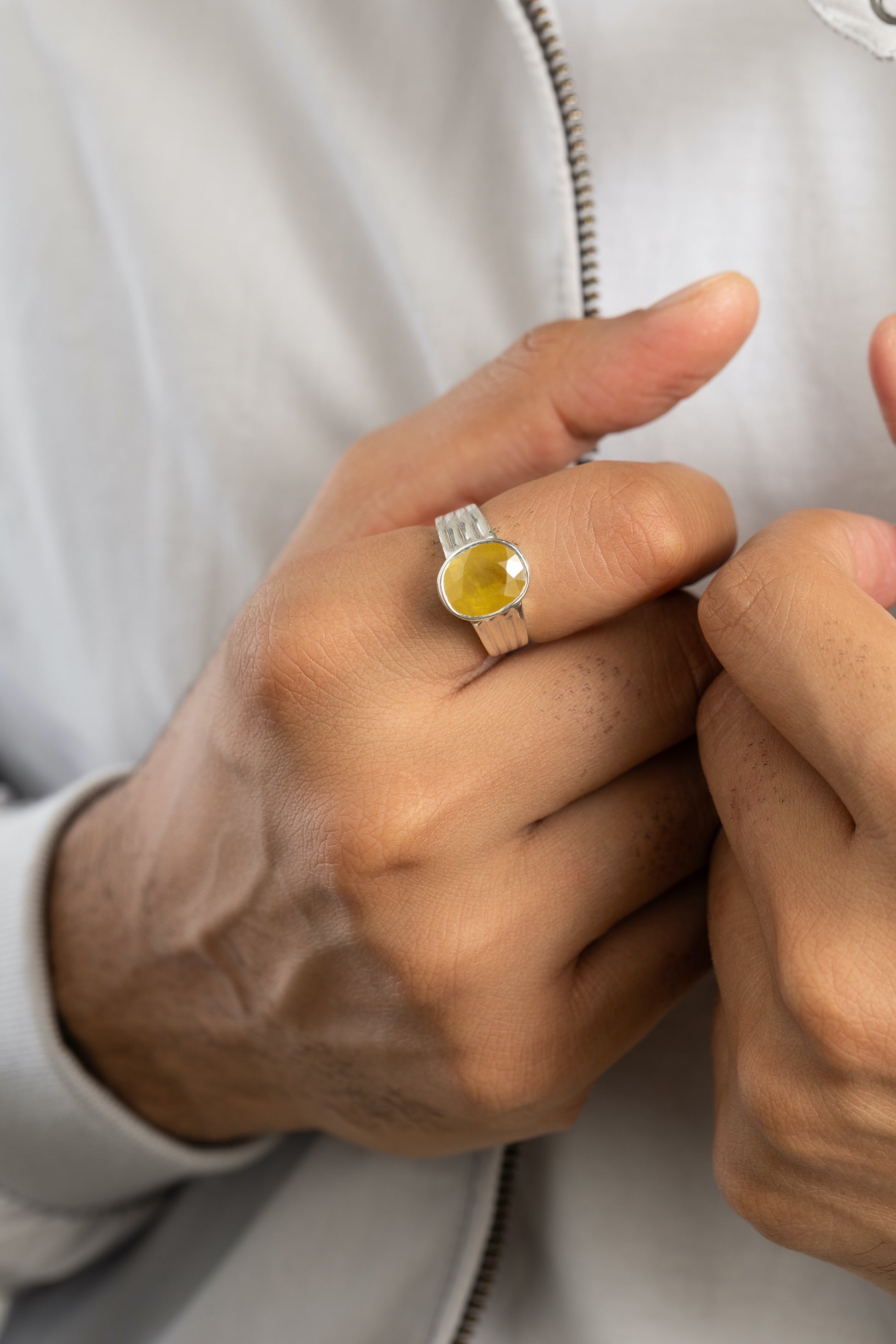 Authentic Yellow Sapphire (Pukhraj) Gemstone Ring in 925 Silver – #1228B - Myra