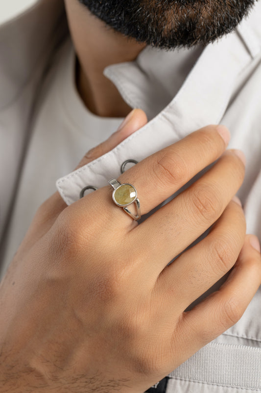 Natural Yellow Sapphire (Pukhraj) Ring in 925 Silver – #1125B - Myra