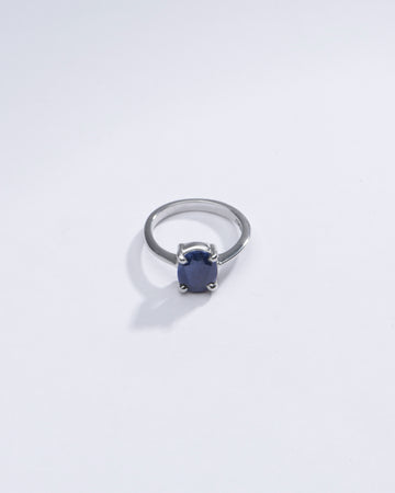 Radiant Blue Sapphire (Neelam) Ring in 925 Silver – #1218N4 - Myra