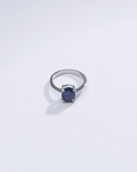 Radiant Blue Sapphire (Neelam) Ring in 925 Silver – #1218N4 - Myra