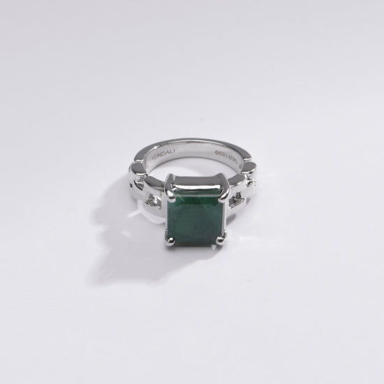 Radiant Emerald (Panna) Gemstone Ring in 925 Silver – #1245N4 Sq - Myra