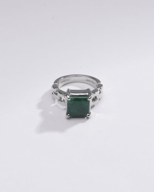Radiant Emerald (Panna) Gemstone Ring in 925 Silver – #1245N4 Sq - Myra