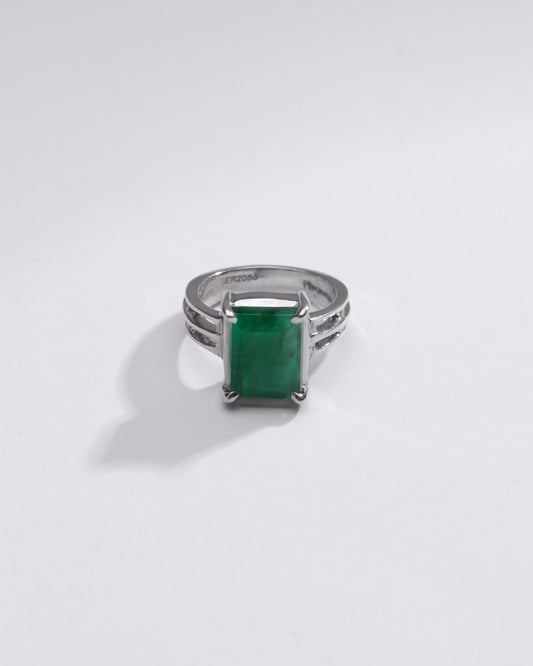 Vintage Green Emerald (Panna) Ring in Silver – #1142N4 Re - Myra