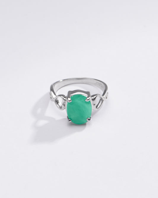 Classic Emerald (Panna) Gemstone Ring in 925 Silver – #1220N4 - Myra