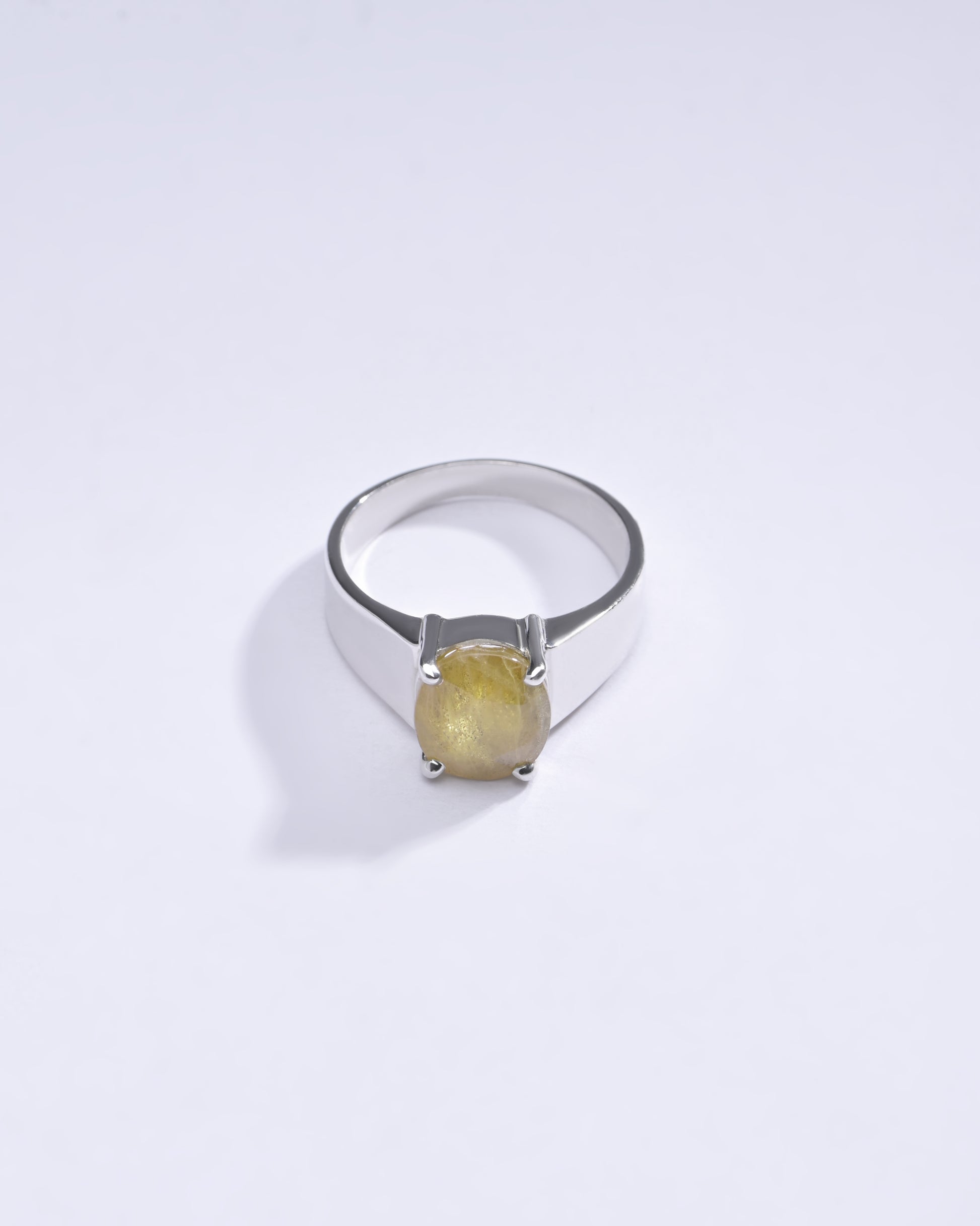 Natural Yellow Sapphire (Pukhraj) Ring in Sterling Silver – #1224N4 - Myra