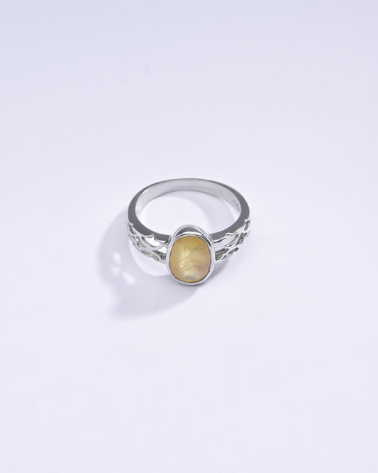 Radiant Yellow Sapphire (Pukhraj) Ring in Sterling Silver – #1219B
