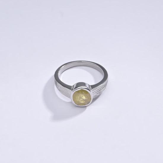 Bold Yellow Sapphire (Pukhraj) Ring in 925 Silver – #1225B - Myra