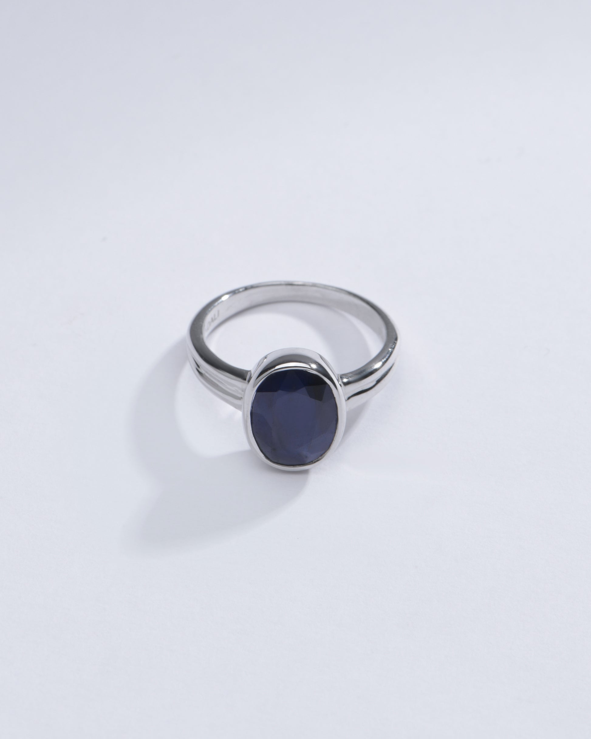 Classic Blue Sapphire (Neelam) Ring in Sterling Silver – #1139B - Myra