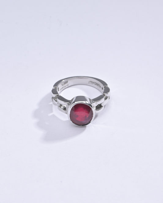 Radiant Ruby (Manik) Gemstone Ring in 925 silver - #1245B - Myra