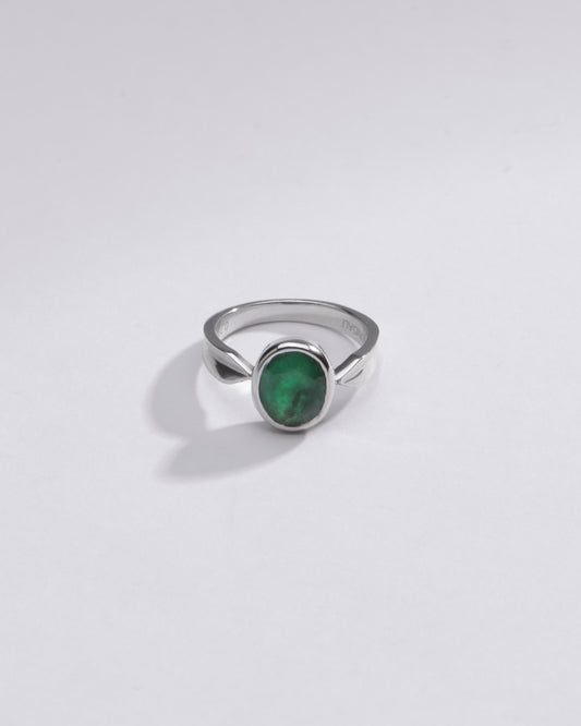 Emerald (Panna) Ring in 925 Silver – #1136B - Myra