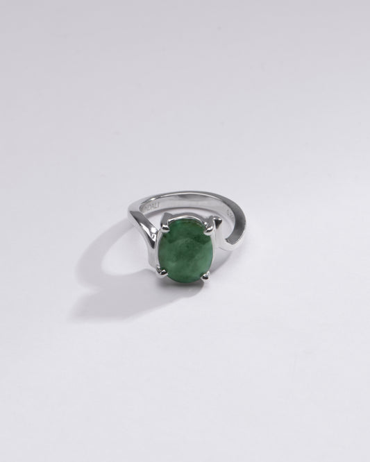 Elegant Green Emerald (Panna) Ring in 925 Silver – #1152N4 - Myra