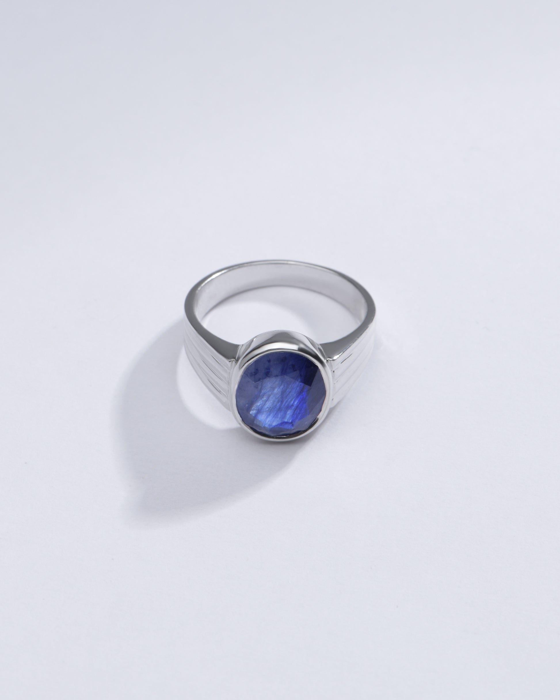 Classic Blue Sapphire (Neelam) Ring in 925 Silver – #1228B - Myra