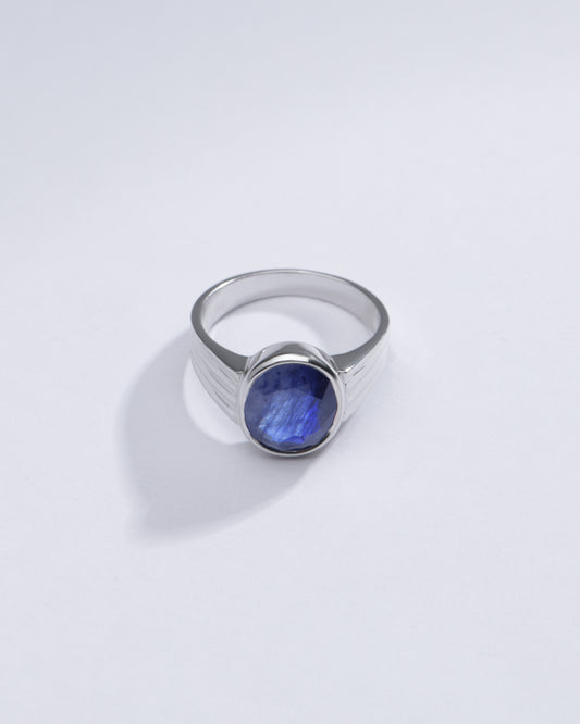 Classic Blue Sapphire (Neelam) Ring in 925 Silver – #1228B - Myra