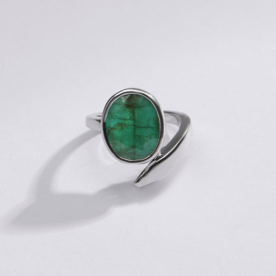 Genuine Emerald (Panna) Ring in Sterling Silver – #1202B - Myra