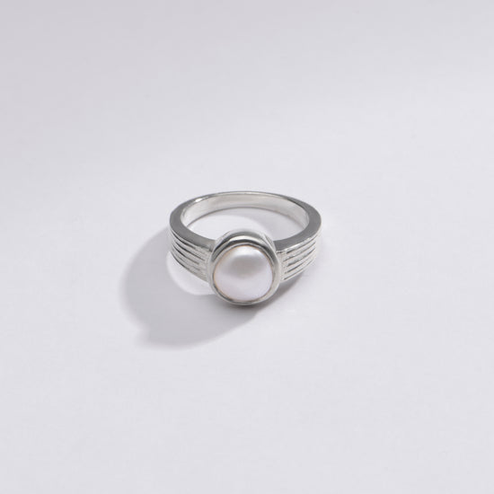 Genuine Pearl (Moti) Gemstone Ring in 925 Silver - #1225 R - Myra