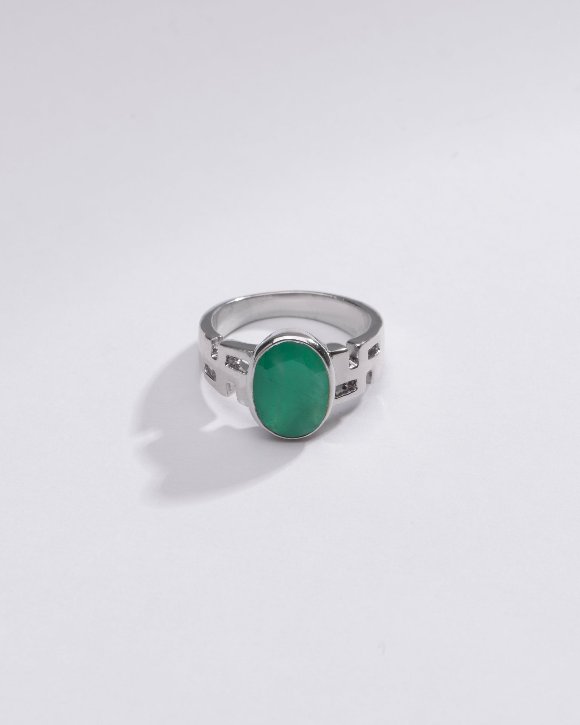 Genuine Emerald (Panna) Ring in 925 Silver – #1283B - Myra
