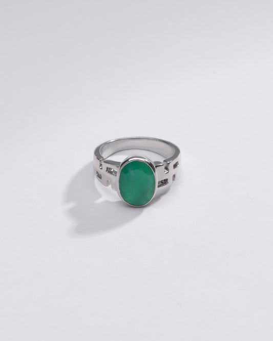 Genuine Emerald (Panna) Ring in 925 Silver – #1283B - Myra
