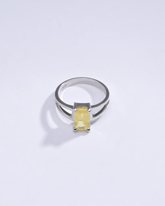 Genuine Yellow Sapphire (Pukhraj) Ring in 925 Silver – #1150N4 Re - Myra