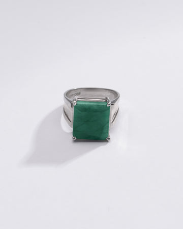 Radiant Emerald (Panna) Ring in 925 Silver – #1111N4 Sq - Myra