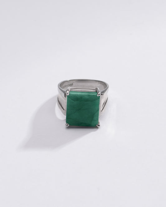 Radiant Emerald (Panna) Ring in 925 Silver – #1111N4 Sq - Myra