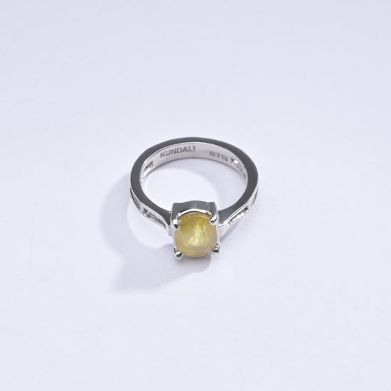 Genuine Yellow Sapphire (Pukhraj) Ring in 925 Silver – Crafted for Prosperity #1281N4 - Myra
