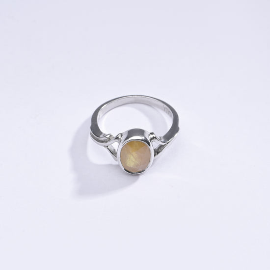 Genuine Yellow Sapphire (Pukhraj) Ring in Sterling Silver – #1175B - Myra