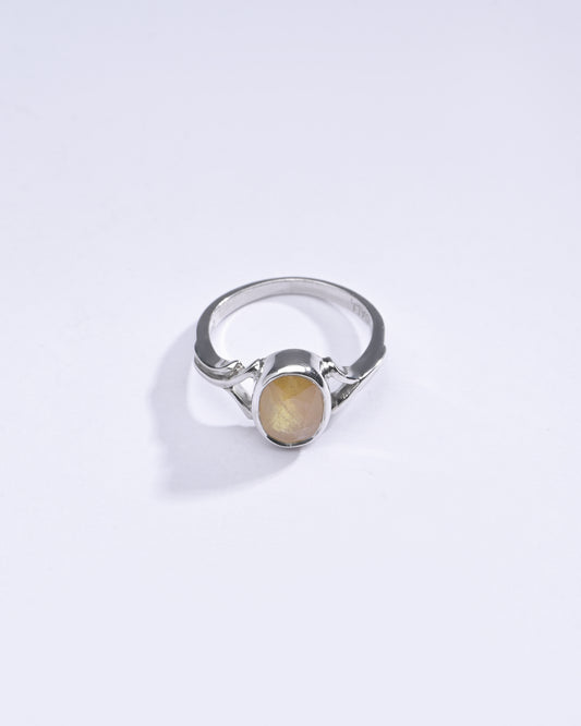 Genuine Yellow Sapphire (Pukhraj) Ring in Sterling Silver – #1175B - Myra