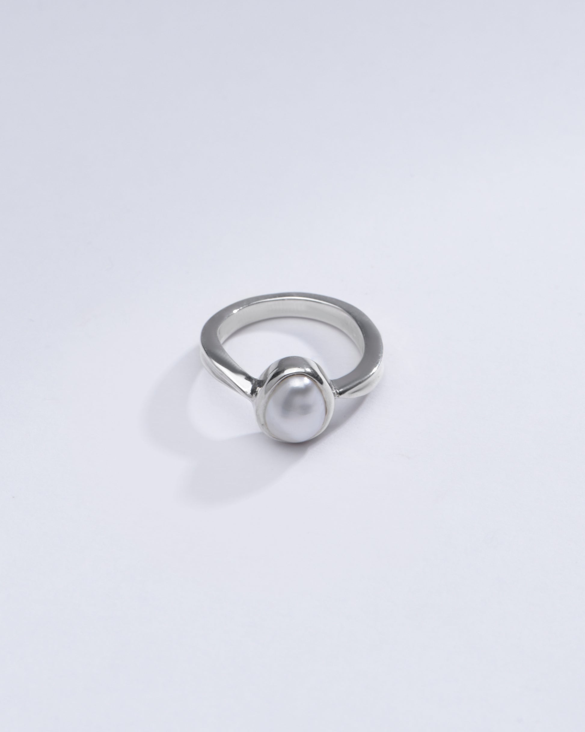 Natural Pearl (Moti) Ring in 925 Silver - #1201 U - Myra