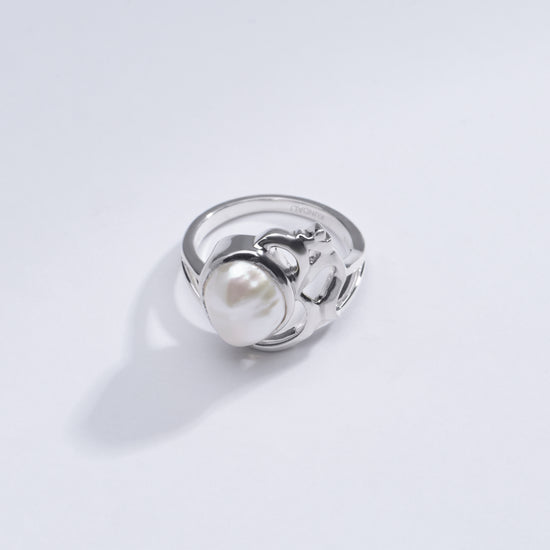 Natural Pearl (Moti) Ring in 925 Silver - #1284 U - Myra