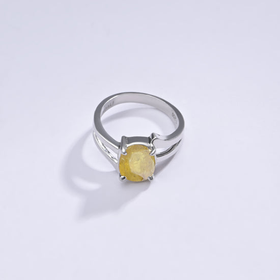 Radiant Yellow Sapphire (Pukhraj) Ring in Sterling Silver - #1182N4 - Myra