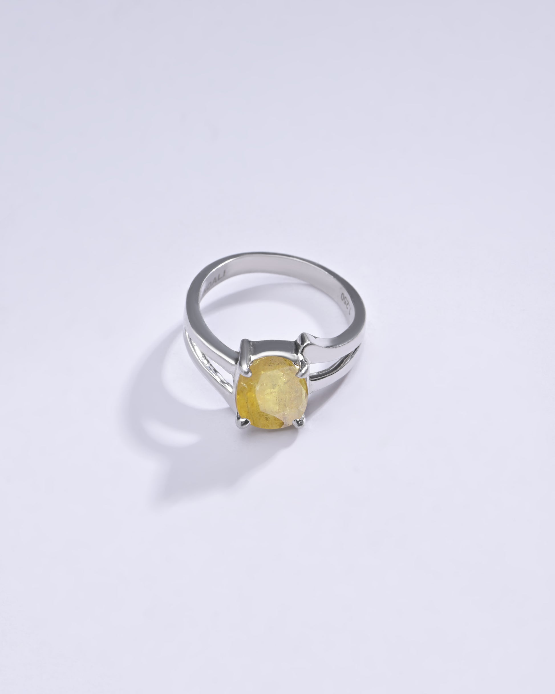 Radiant Yellow Sapphire (Pukhraj) Ring in Sterling Silver - #1182N4 - Myra