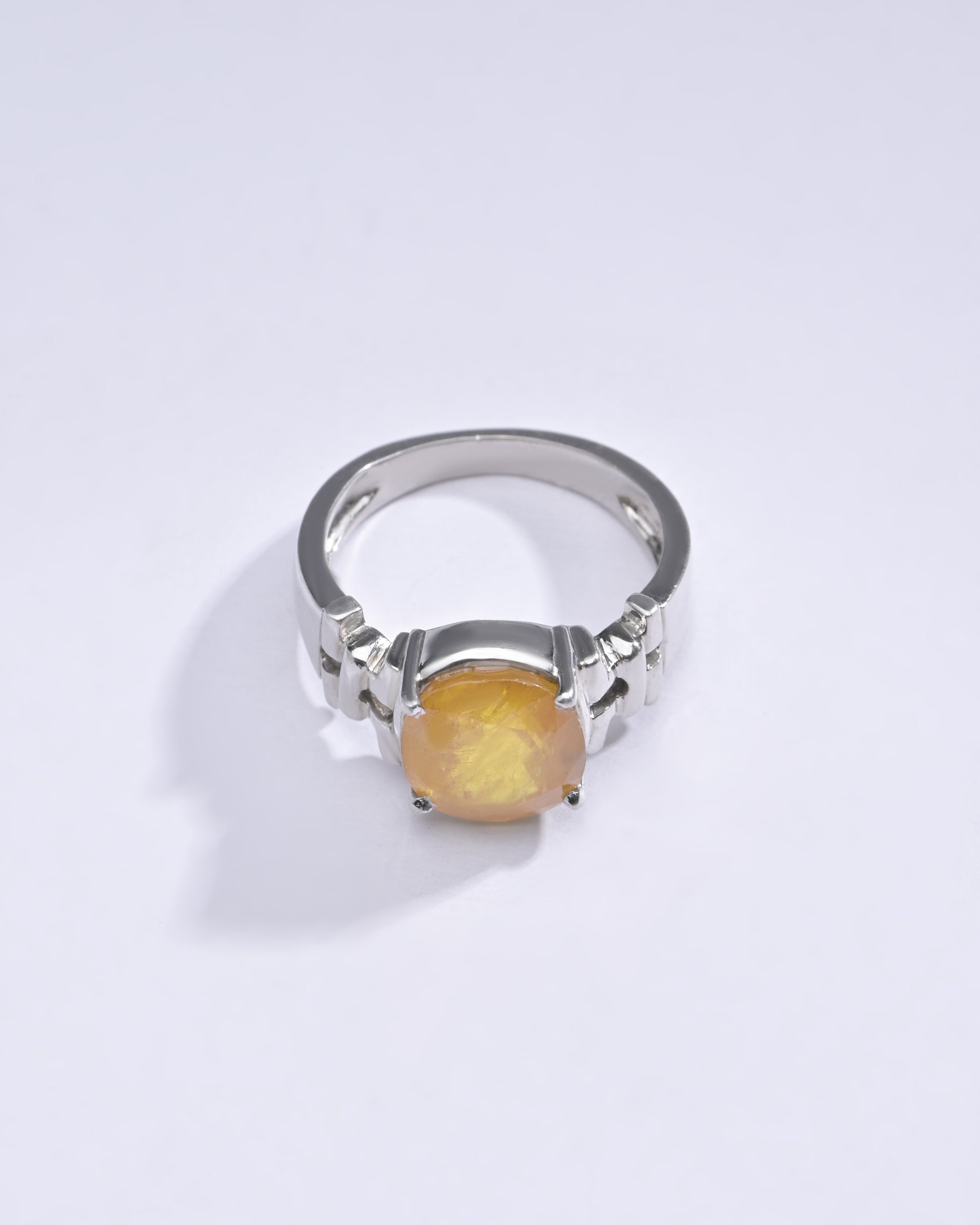 Radiant Yellow Sapphire (Pukhraj) Ring in 925 Silver – #1199N4 - Myra