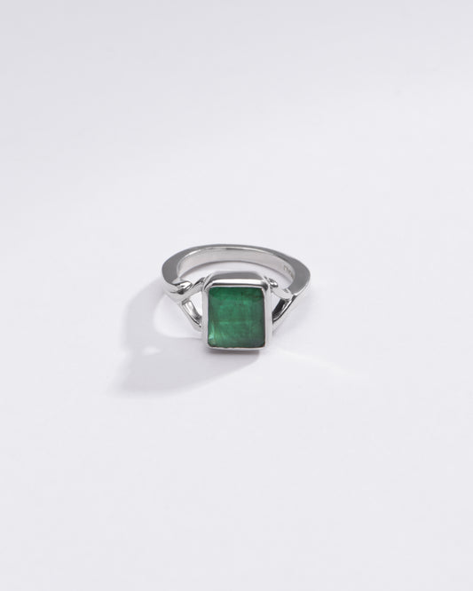 Authentic Emerald (Panna) Ring in Sterling Silver – #1175B Sq - Myra