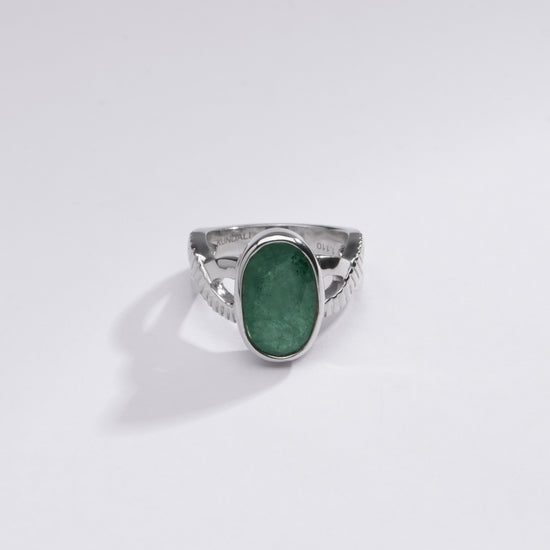 Authentic Emerald (Panna) Ring in Sterling Silver – #1104B - Myra