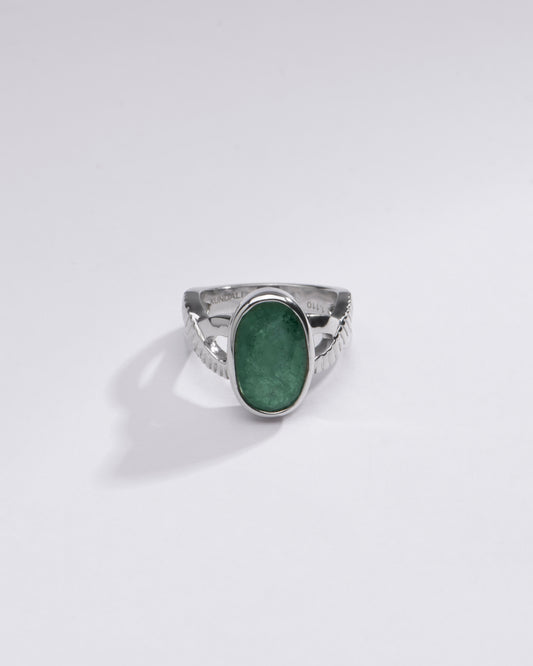 Authentic Emerald (Panna) Ring in Sterling Silver – #1104B - Myra