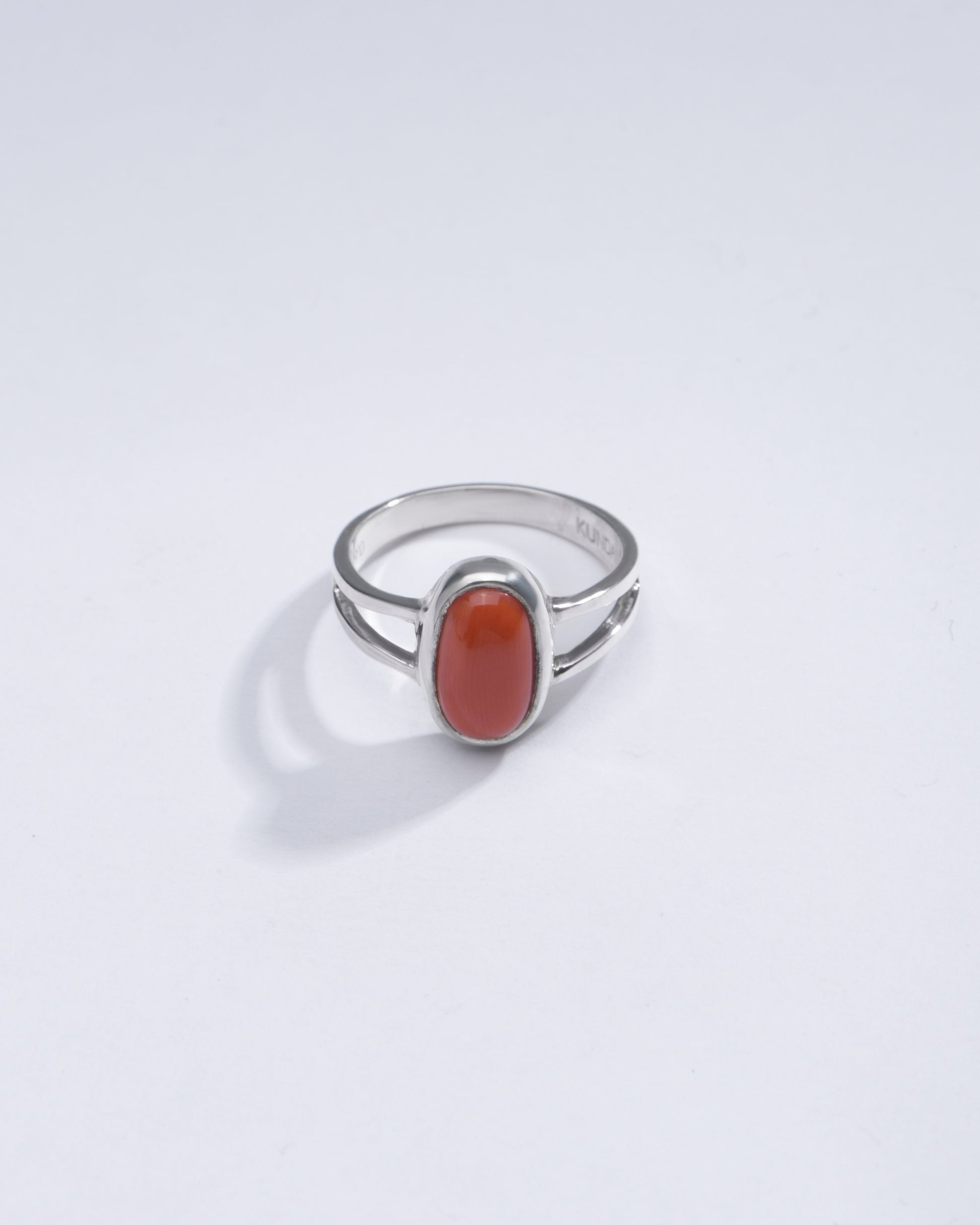 Bold Red Coral (Moonga) Ring in 925 Silver - #1150 Ov - Myra