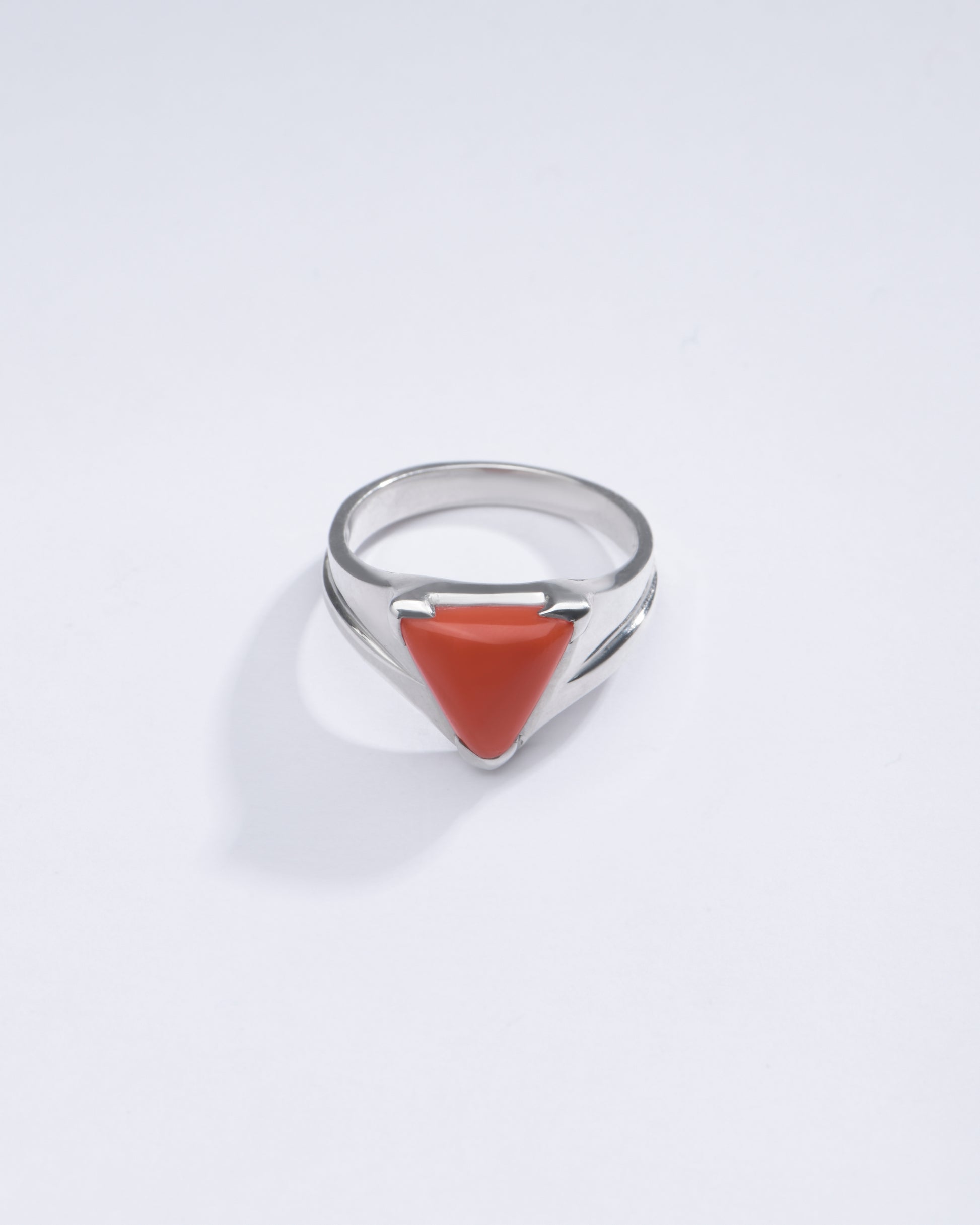 Bold Red Coral (Moonga) Ring in Silver - #1197N3 Tr - Myra