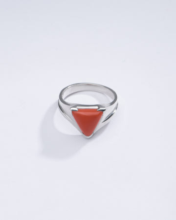 Bold Red Coral (Moonga) Ring in Silver - #1197N3 Tr - Myra