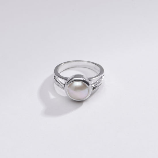 Radiant Pearl (Moti) Gemstone Ring in 925 Silver - #1242 R - Myra