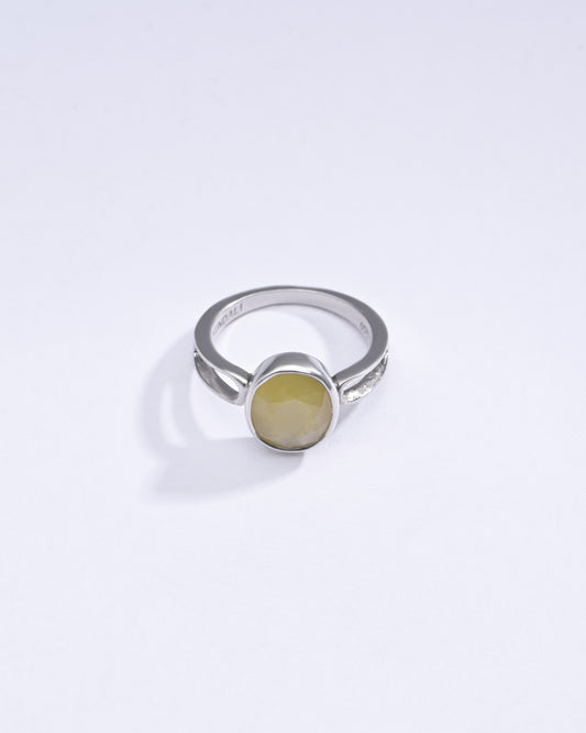Radiant Yellow Sapphire (Pukhraj) Ring in Sterling Silver – #1112B - Myra