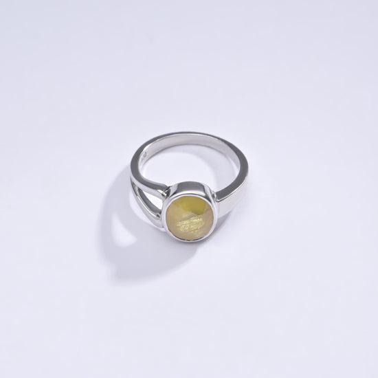 Natural Yellow Sapphire (Pukhraj) Ring in 925 Silver – #1125B - Myra