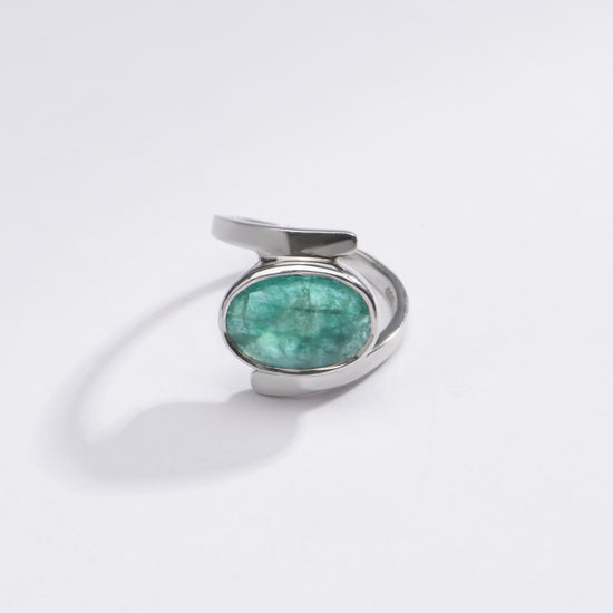Radiant Emerald (Panna) Ring in Sterling Silver – #1138B - Myra