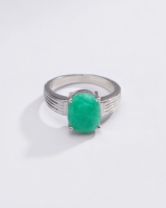 Natural Emerald (Panna) Gemstone Ring in 925 Sterling Silver – Rich Green Hue #1225N4 - Myra