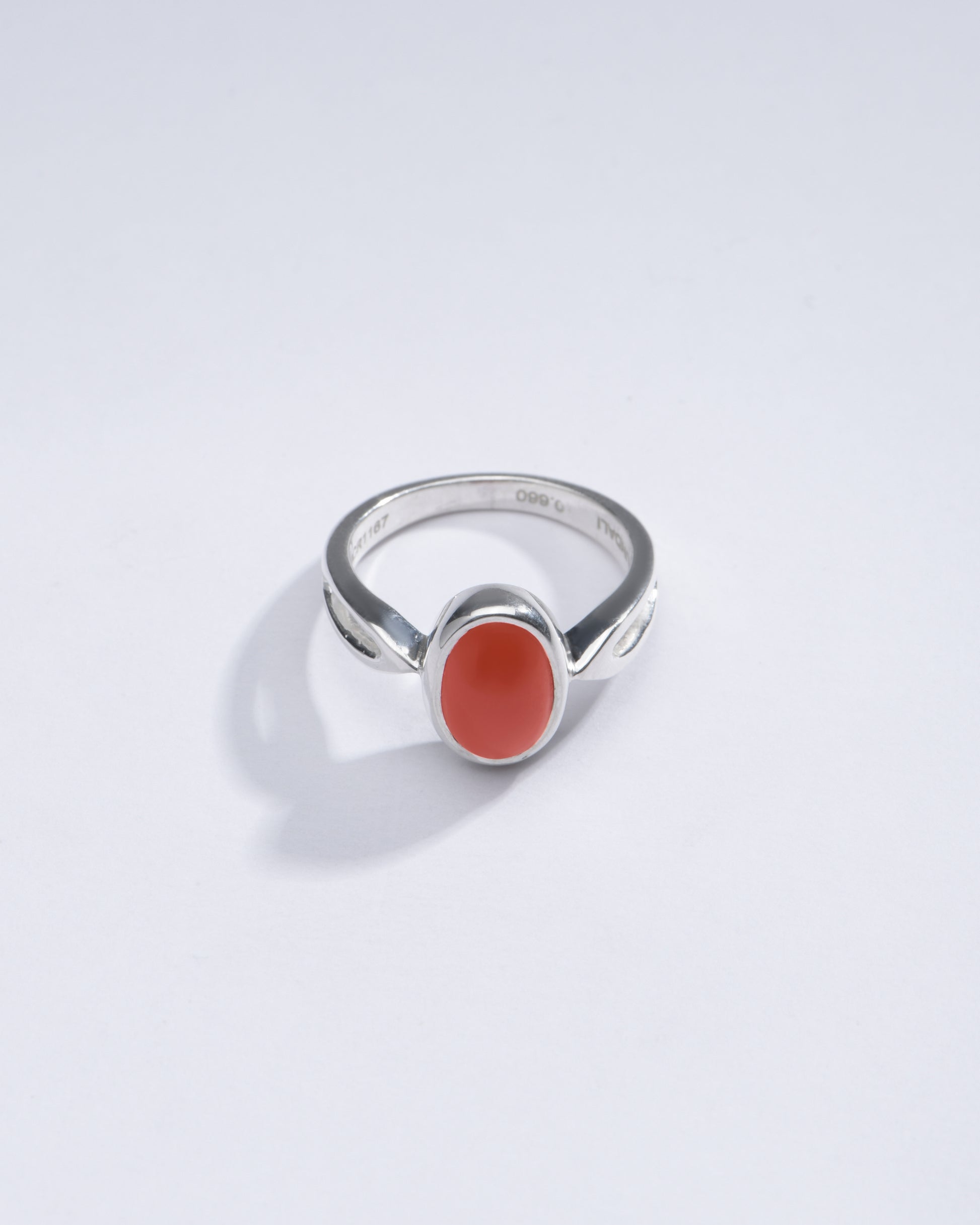 Authentic Red Coral (Moonga) Ring in 925 Silver – #1102 Ov - Myra